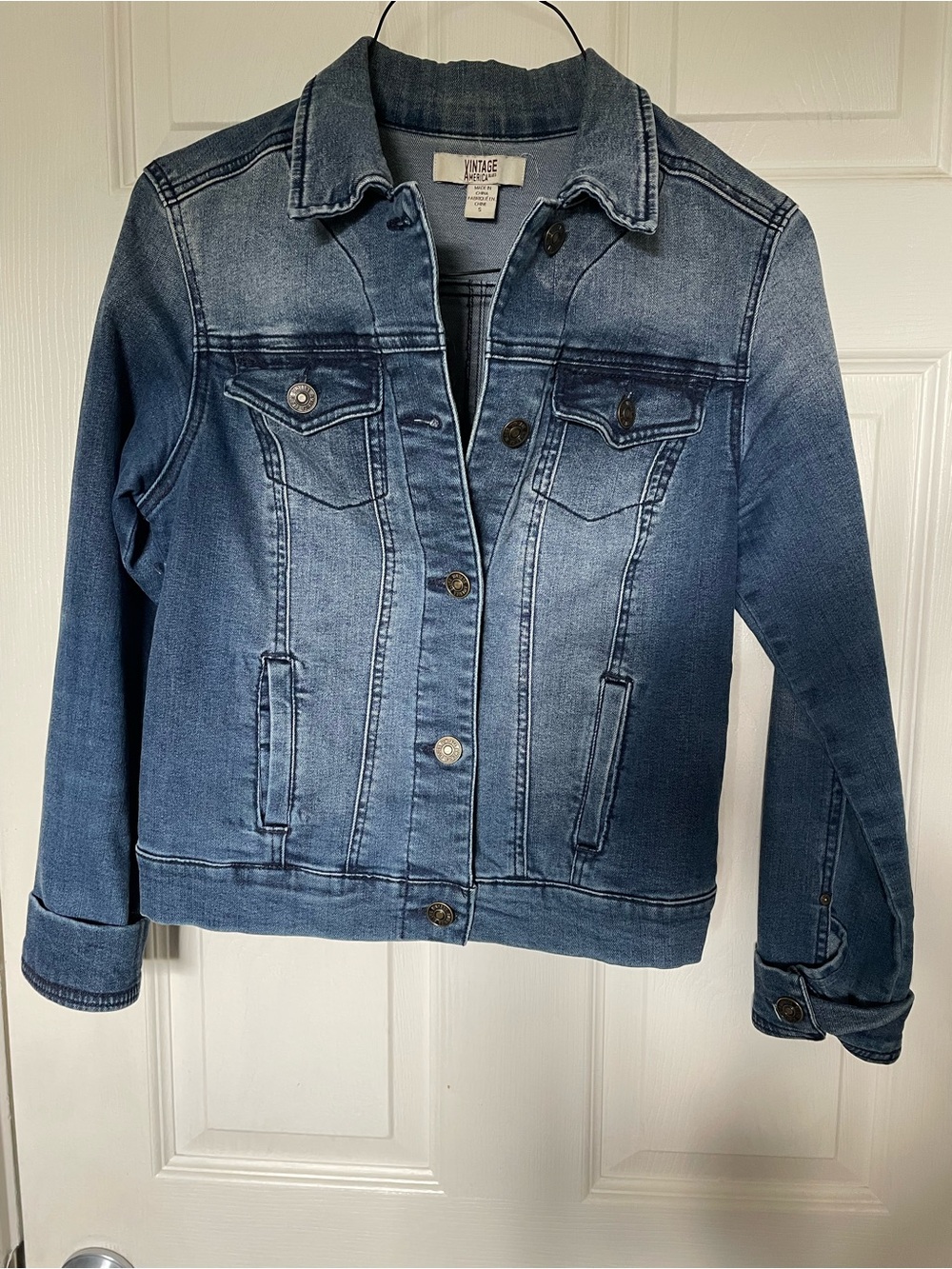 Vintage America Distressed Blue Denim Jacket